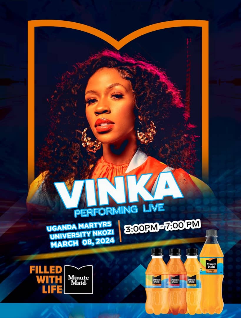 Nabakooza_'s tweet image. Today, we transfer the refreshing taste of vibes to Uganda Martyr's University Nkozi!

 Celebrating the women with a live performance from @IamVinka as we share memorable moments with friends, family of Minute Maid. 

Scan QR Code, win lots of goodies! 💛✨️
#FilledWithLife