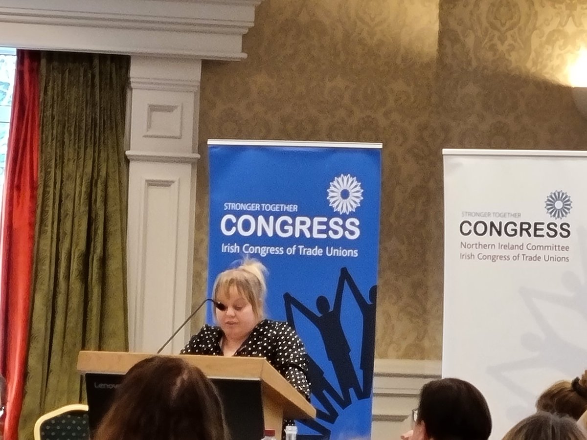 Cathy Darcan @pcs_union delivering a powerful and personal speech on supporting woman carer's @irishcongress Women's Conference @NIC_ICTU @cathy_darcan