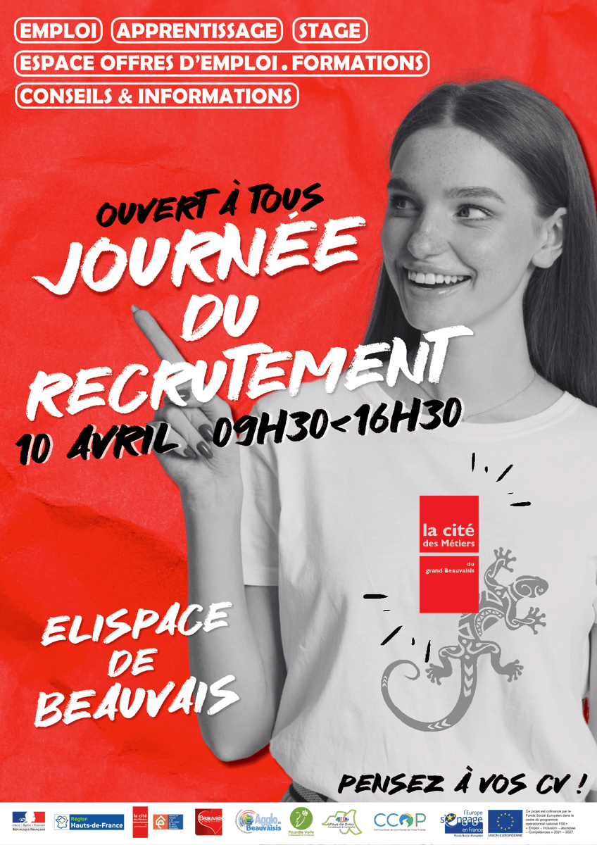 CDMjeunes_Bvs's tweet photo. [𝐉𝐎𝐔𝐑𝐍𝐄́𝐄 𝐃𝐔 𝐑𝐄𝐂𝐑𝐔𝐓𝐄𝐌𝐄𝐍𝐓 ! 𝟏𝟎𝟎𝟎 𝐨𝐟𝐟𝐫𝐞𝐬 𝐝’𝐞𝐦𝐩𝐥𝐨𝐢 ] 
Ne ratez pas cet événement ! La Cité des métiers de Beauvais organise pour la 14ème année consécutive « la journée du recrutement » !

#emploi #recrutement #beauvais #oise #forum #event https://t.co/NMdTmVcgU9