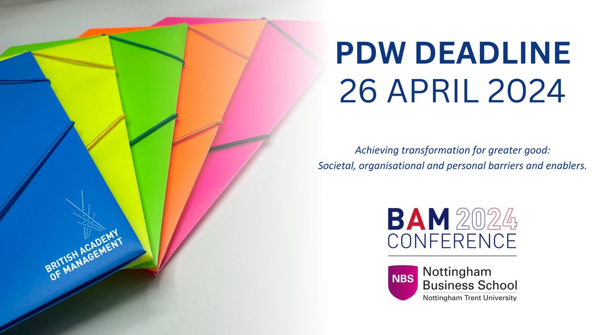 Our call for Professional Development Workshops on any aspect of #business and #management scholarship, including research, teaching, engagement and #EDIR for the #BAM2024 Conference at @NBU_NTU is still open until 26 April. Submit your proposal at bam.ac.uk/events-landing…