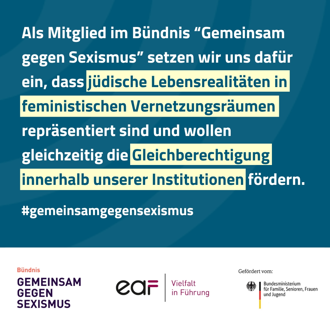 Wir engagieren uns im Bündnis „Gemeinsam gegen Sexismus“, das von Bundesfrauenministerin Lisa Paus im Februar 2023 gegründet wurde. Gemeinsam mit über 550 weiteren Bündnispartner*innen setzen wir uns für ökonomische Gleichstellung und eine gendersensible Organisationskultur ein.