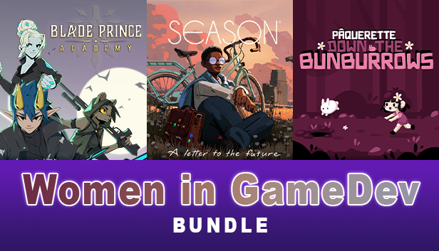 We are in the Women in Gamedev Bundle by @wig_fr! 😈 Blade Prince Academy 🌼 Pâquerette Down the Bunburrows @BunstackGames 📷 SEASON: A letter to the future @SeasonTheGame Purchase it for -20% on Steam: store.steampowered.com/bundle/39224/W…