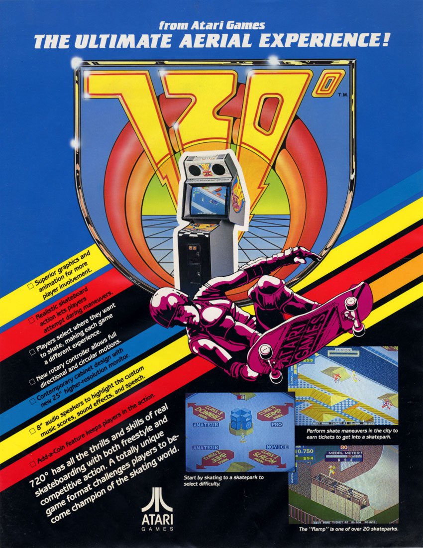 EdArcad's tweet photo. 720 Degrees 🛹: Just took a wild skateboarding ride in 720 Degrees! Spinning, flipping, and avoiding obstacles like a pro. Especially those pesky bees "SKATE OR DIE". Who else loves the thrill of this classic arcade gem? 🛹🎮 #720Degrees #ArcadeThrills #retroclassics #arcadedio https://t.co/brhyEIOt0O