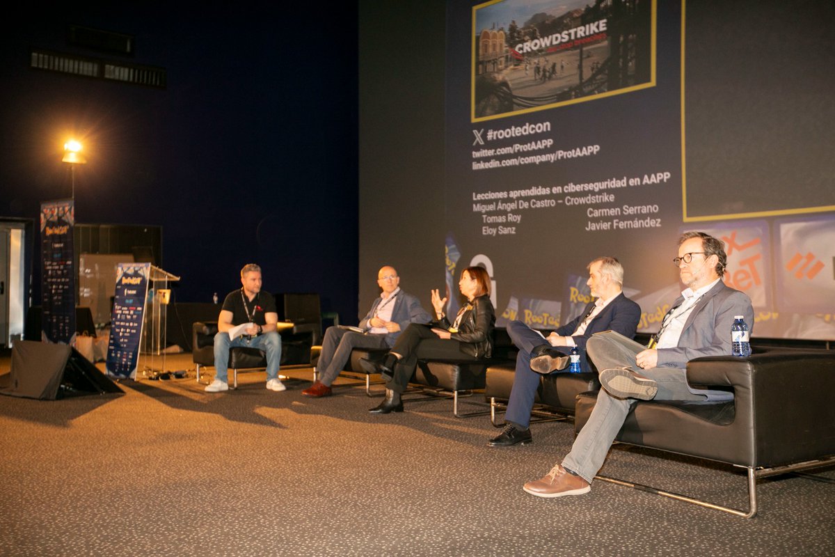 ProtAAPP's tweet photo. Esta pasando...en directo...en el track de @ProtAAPP en la #RootedCON2024 mesa redonda de lecciones aprendidas en ciberseguridad en AAPP @rootedcon https://t.co/2WN0AMnlDZ