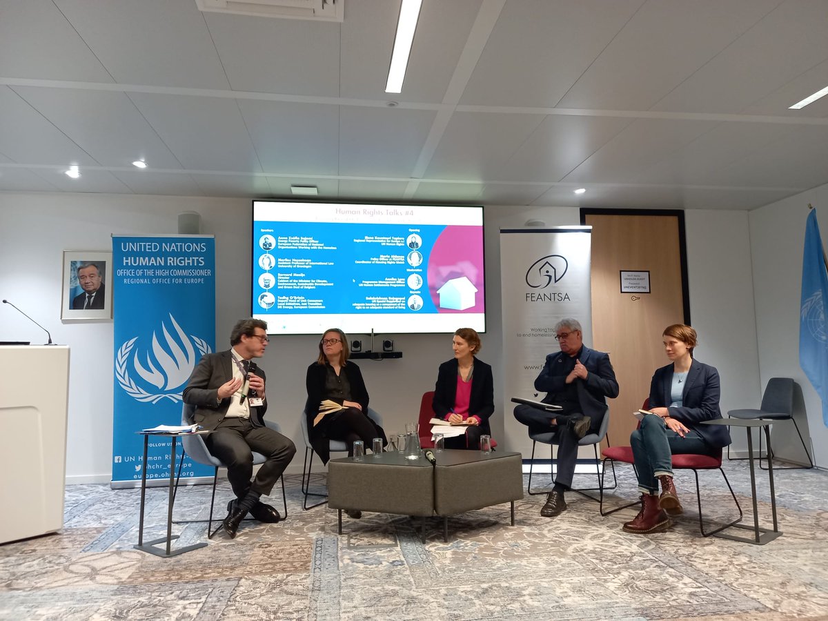 UNHumanRightsEU's tweet photo. The right to housing needs to be supported sustainably! There cannot be green and just transition without human rights in its basis!

Today, the #HumanRightsTalk #4 welcomed the UN special rapporteur on @adequatehousing and leading expert to discuss the issue.

#JustTransition https://t.co/mUH9njB0fA