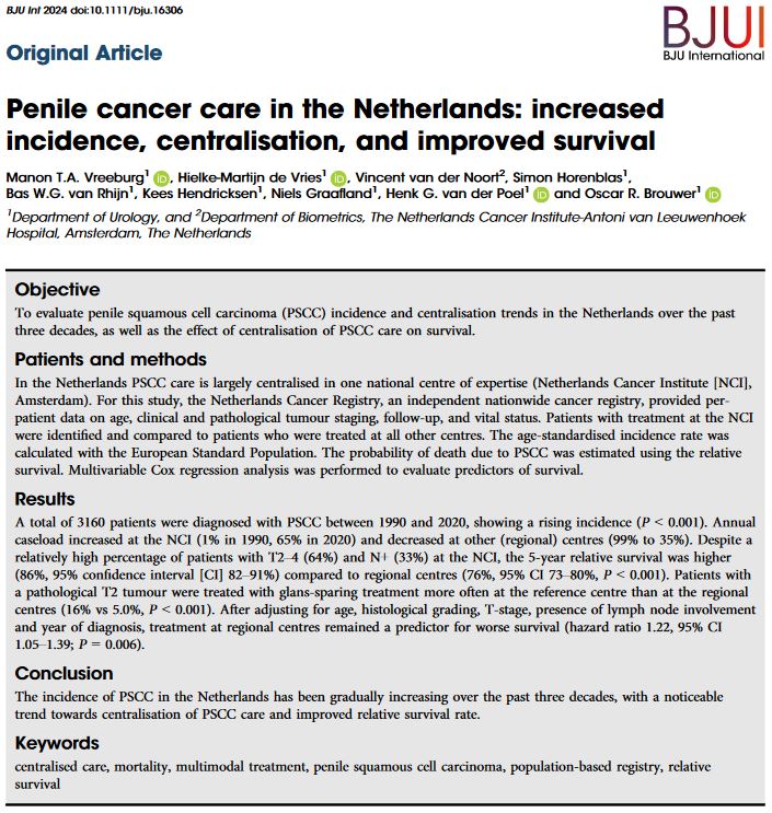 BJU International (@bjuijournal) on Twitter photo #PenileCancer care in the Netherlands: increased incidence, centralisation, and improved survival
<a href="/manon_vreeburg/">Manon Vreeburg</a> <a href="/Brouwer_MD_PhD/">Oscar Brouwer</a> <a href="/NKI_nl/">The Netherlands Cancer Institute</a> <a href="/hetAVL/">Antoni van Leeuwenhoek</a> <a href="/hvdpoel/">henk van der poel</a>
doi.org/10.1111/bju.16… #PenileCancer care in the Netherlands: increased incidence, centralisation, and improved survival
<a href="/manon_vreeburg/">Manon Vreeburg</a> <a href="/Brouwer_MD_PhD/">Oscar Brouwer</a> <a href="/NKI_nl/">The Netherlands Cancer Institute</a> <a href="/hetAVL/">Antoni van Leeuwenhoek</a> <a href="/hvdpoel/">henk van der poel</a>
doi.org/10.1111/bju.16…