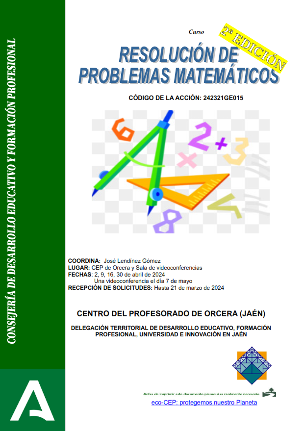 Actividad formativa del CEP de Orcera: RESOLUCIÓN DE PROBLEMAS MATEMÁTICOS (2ª EDICIÓN)

juntadeandalucia.es/educacion/port…

Inscripción hasta el 21/03/2024