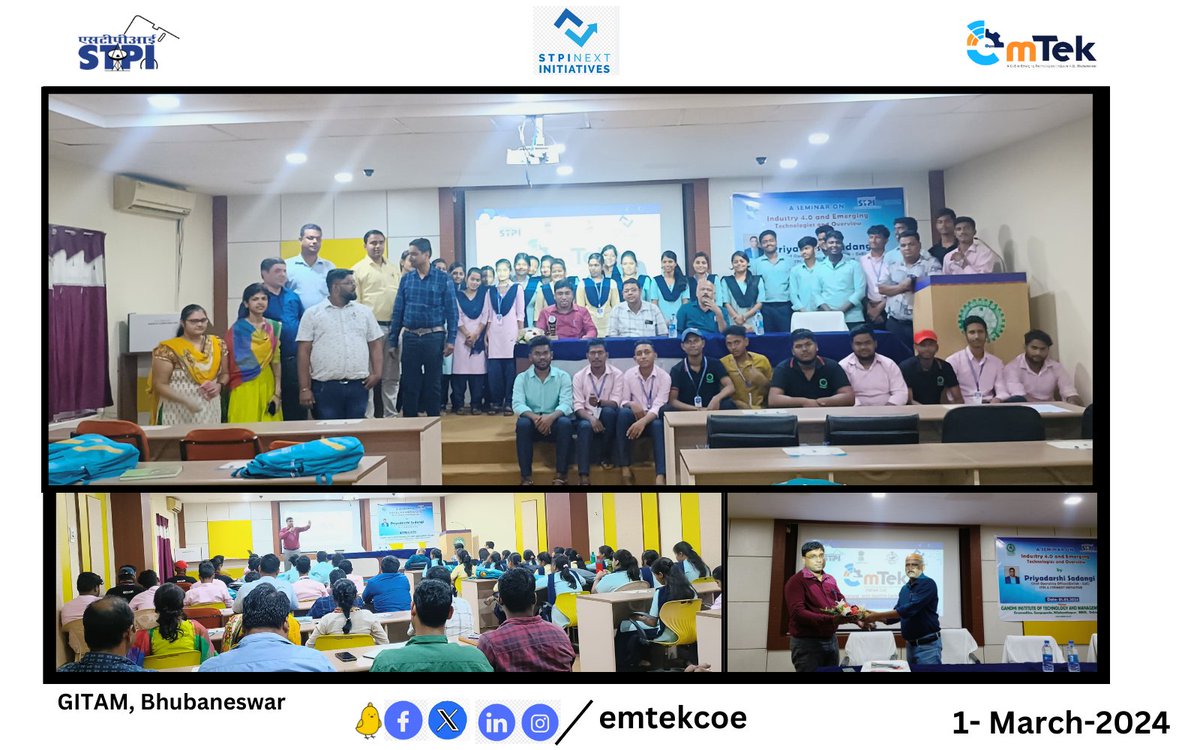 @emtekcoe conducted an outreach of #callforproposal2 and industry 4.0 at GITAM, Bhubaneswar to the faculties and students. Detailed information & benefits were shared & #Startups #students #academicians were encouraged to participate . #stpicoe #EmergingTech @arvindtw