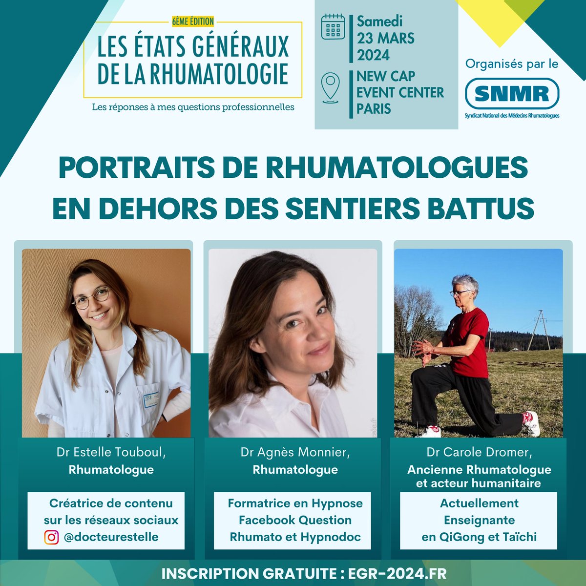 LeSNMR's tweet photo. 📆✨En cette #JournéeInternationaleDesDroitsDesFemmes,  nous sommes ravis d'annoncer la participation de #femmes #rhumatologues  aux parcours inspirants aux États Généraux de la Rhumatologie. 
🔗Inscrivez-vous (gratuit) et venez découvrir leurs parcours : https://t.co/UOFRfgvuw7 https://t.co/fdXFcGIyDl
