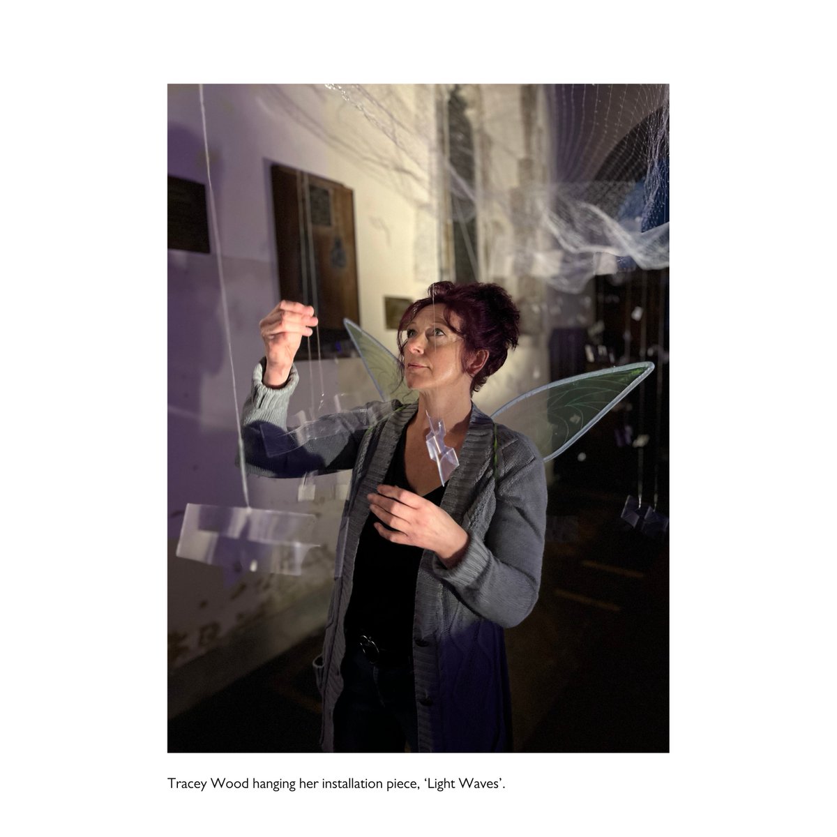 #InternationalWomensDay Celebrating our artists. Springtime by Maggie Osborn At the Bar (Self-Portrait) by Sophie Jongman Tracey Wood hanging her installation piece, ‘Light Waves’. #ArtistOnTwitter #WomensDay2024