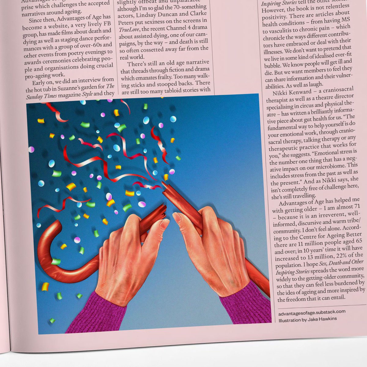 Check out my illustration in this week’s <a href="/BigIssue/">Big Issue</a>! ‘Advantages of Age and the taboo-busting power of intentional living’.

Thanks to AD @MrMarkNeil, and <a href="/ryanjohnbutcher/">ryan john butcher</a> 😁

#freelanceillustrator #illustration