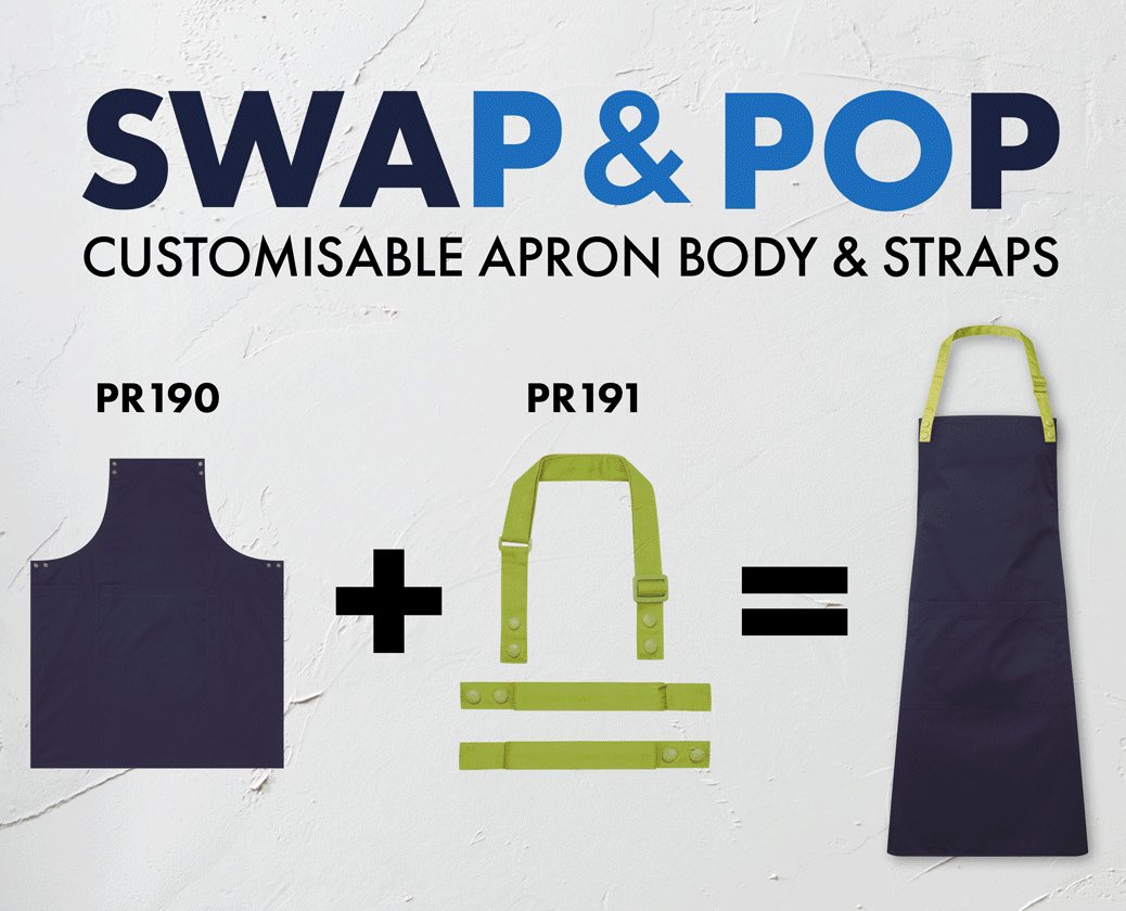ntprinter's tweet image. New Swap &amp;amp; Pop Apron.
200 colour combinations.
Recycled polyester.