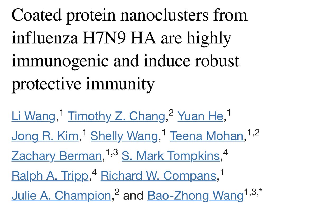😏

Coated protein nanoclusters from influenza H7N9 are highly immunogenic and induce robust protective immunity (2018)

ncbi.nlm.nih.gov/pmc/articles/P…
