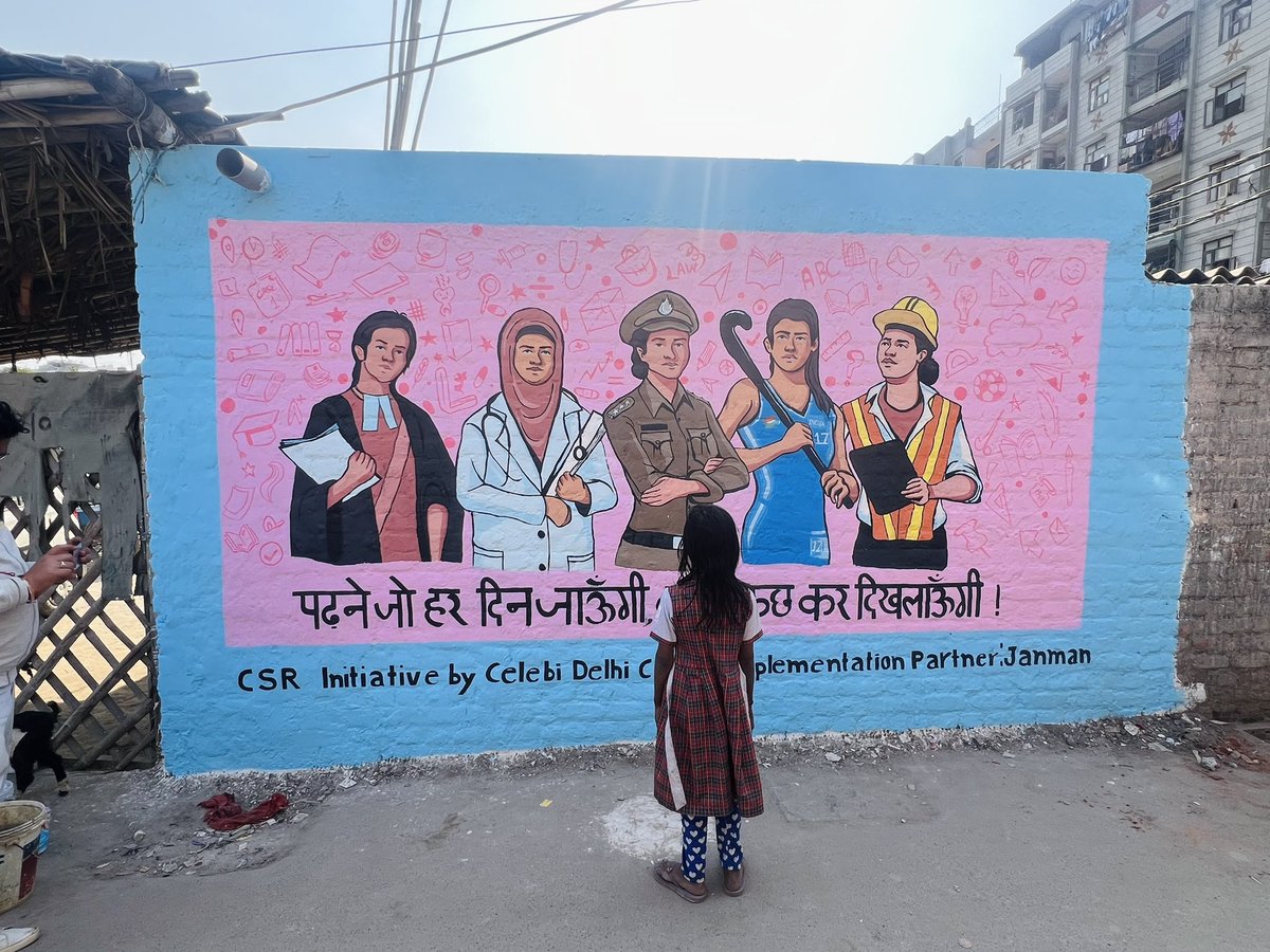 As part of our #CSR project with Celebi Cargo, we have put up a wall art in Dhobi Ghat, Delhi, echoing a powerful message: Investing in girls' education is key to empowering women aligning with this year's theme, 'Invest in Women: Accelerate Progress
#InternationalWomensDay