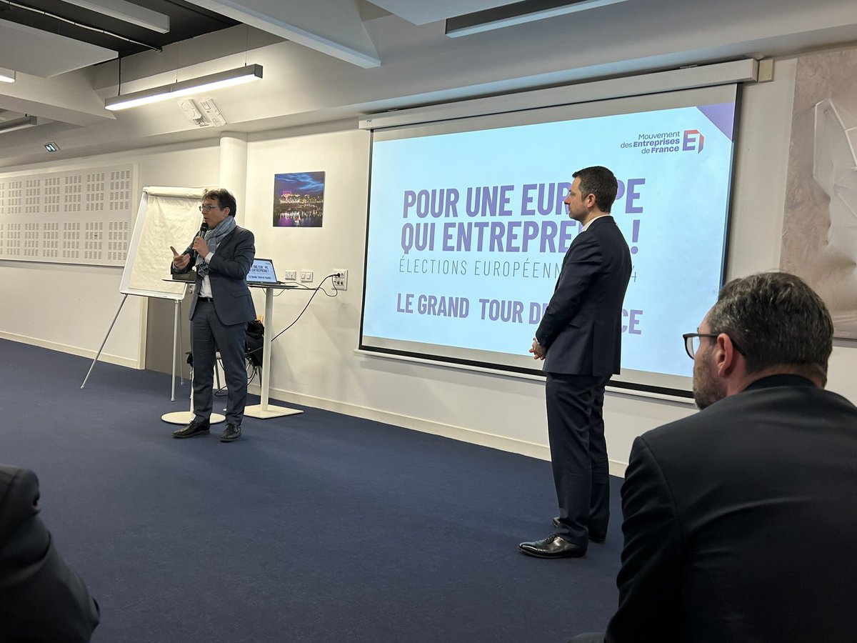 Des débats riches, denses autour des enjeux de souveraineté, de simplification, sur l’énergie et les transitions #ElectionsEuropéennes avec les chefs d’entreprise présents, l’eurodepute <a href="/clergeau/">Christophe Clergeau</a> et <a href="/f_lesache/">Fabrice Le Saché</a> <a href="/medef/">Mouvement des Entreprises de France</a>