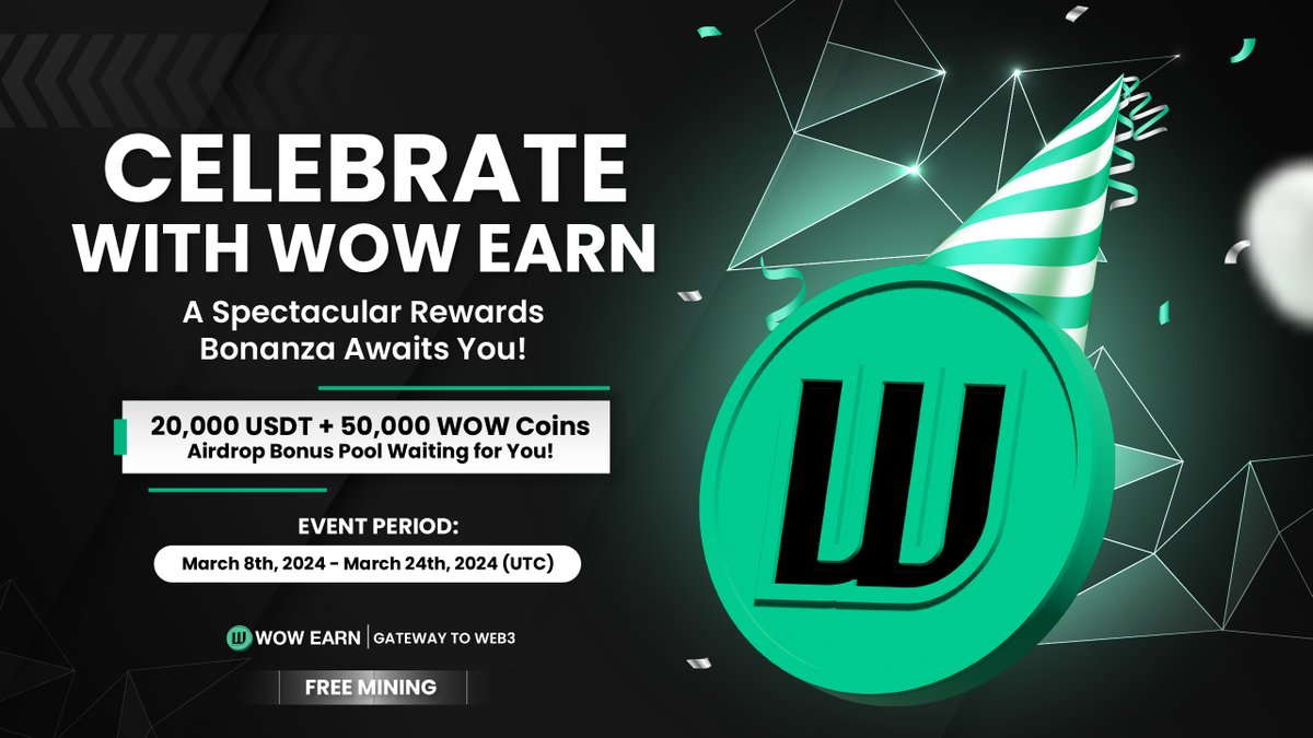 WOWEARNENG's tweet photo. 🎉 Dive into WOW EARN's Rewards Bonanza! 🚀

🗓️March 8-24, 2024

🏖️WOW Coin Pool Party: 

Retweet for a share of up to 50,000 WOW Coins & 50 chances to win $20 USDT! 🤑

Double the Fun: Invite friends to mine & both snag USDT! 💸

🔗 Sign up now & grab your rewards: https://t.co/kSqtYlHeJm 

#WOWEARN #RewardsBonanza