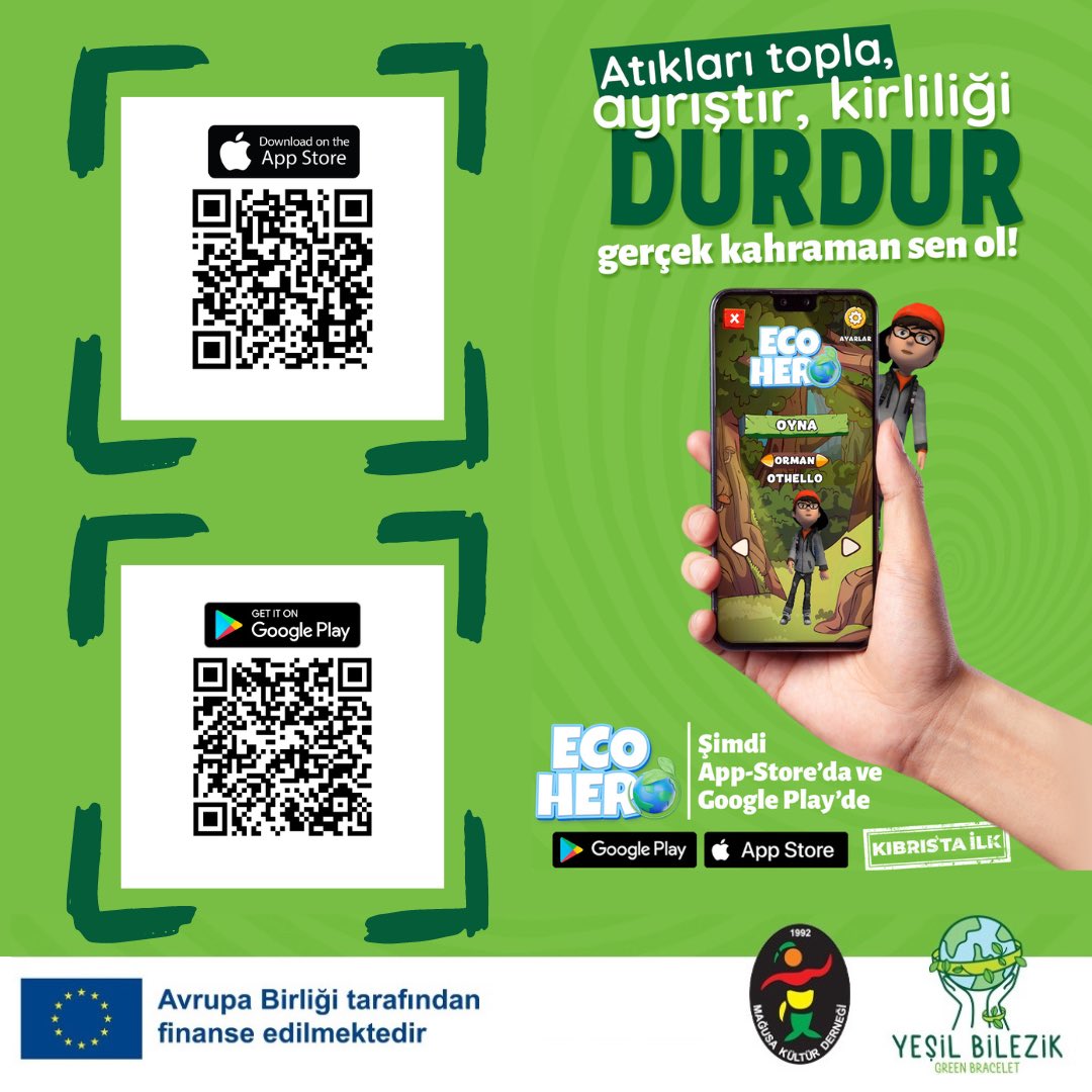 Kıbrıs’ın ilk çevreci mobil #ÇocukOyunu #EcoHero App Store’da ve Google Play’de!

 #YeşilBilezik #AvrupaBirliği #Mağusa #MağusaKültürDerneği #MobileGame #NewApp #AppStore #GooglePlay