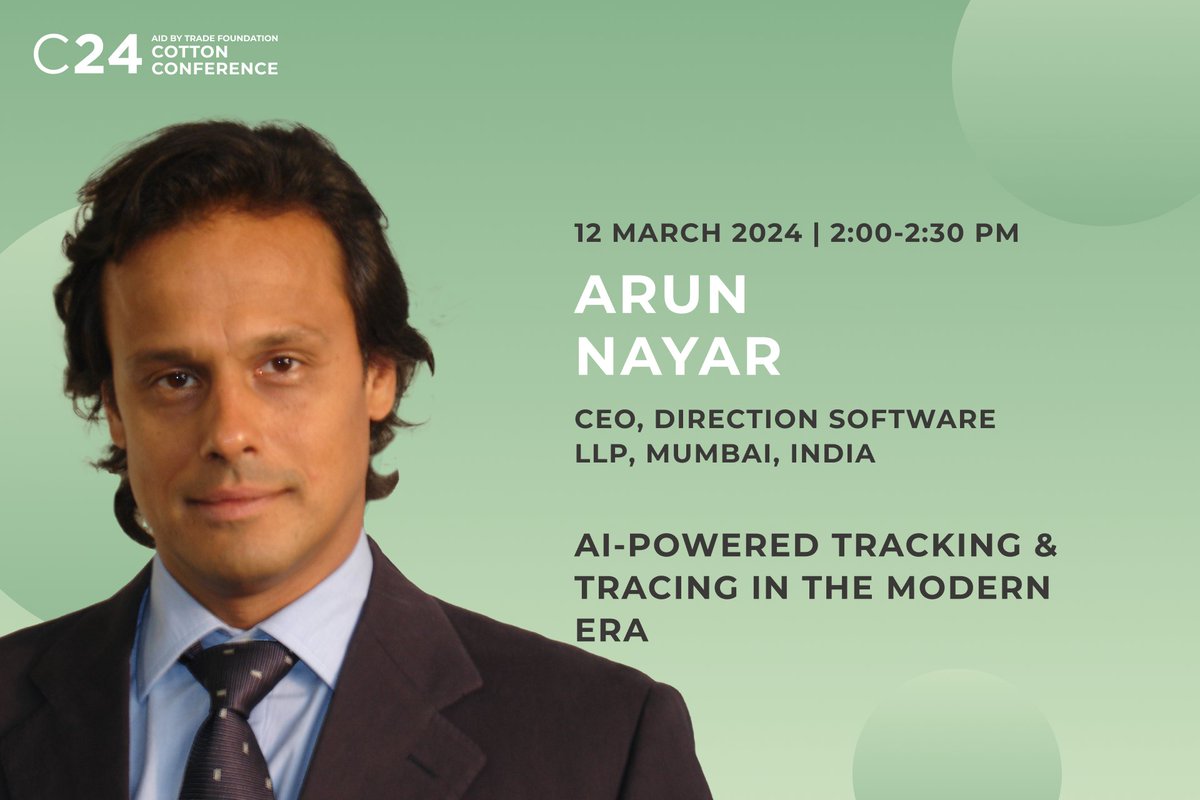 🌟 Exciting News! 🌟 Thrilled to sponsor the #C24 #AbTFCottonConference! Join CEO #ArunNayar as he discusses AI-powered Tracking & Tracing on 12th March 2024 at 2.00 PM. Don't miss this groundbreaking conversation! #DirectionSoftware #SustainableCotton #CottonForChange #AI