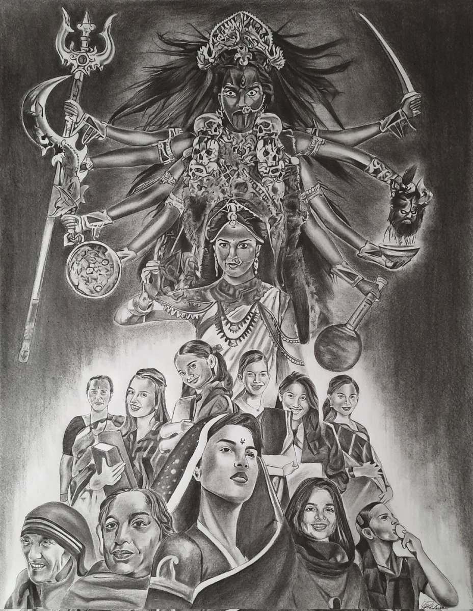 Embrace the strength of Goddess Kali, conquer challenges like Goddess Durga, and celebrate the success of empowered women. Unleash the power within and let inspiration guide your journey. Dedicating this artwork to all the women and #happywomensday ✨️