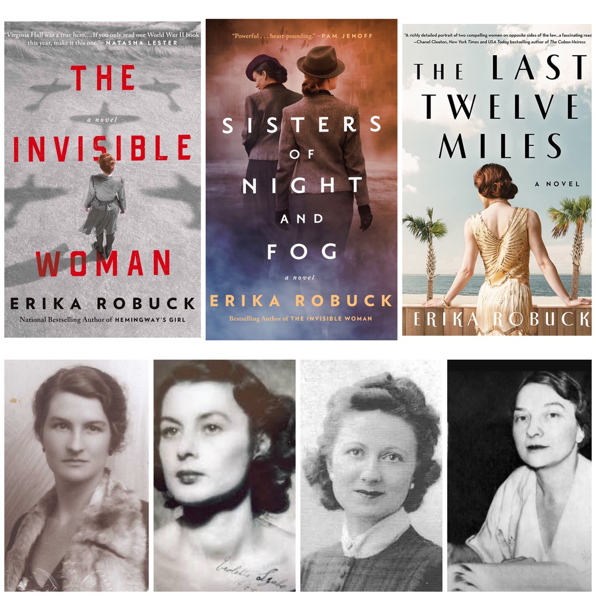 On International Women's Day I honor the women protagonists of my novels. Their bravery and intelligence inspire me. 💪Virginia Hall | THE INVISIBLE WOMAN 💜Violette Szabo & Virginia d'Albert-Lake | SISTERS OF NIGHT & FOG ✍️Elizebeth Smith Friedman | THE LAST TWELVE MILES