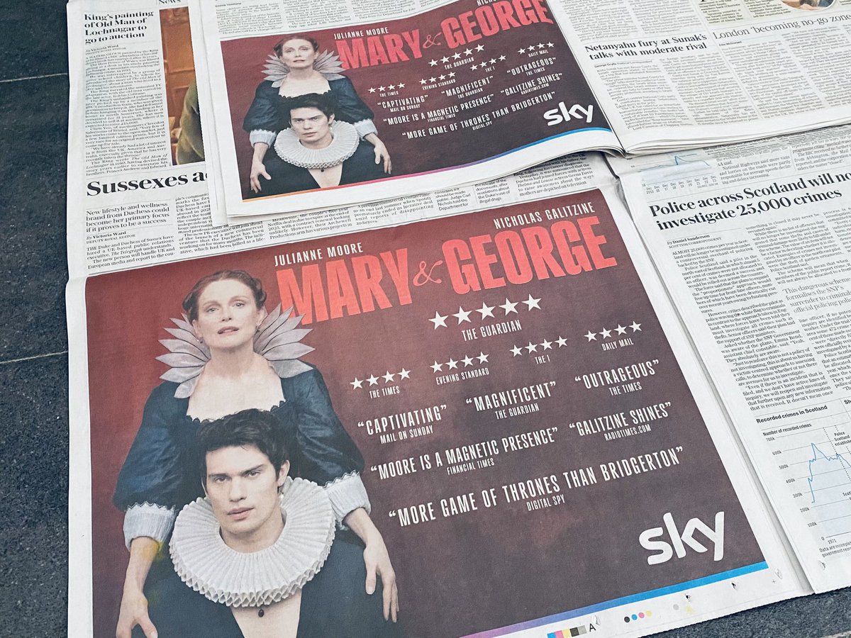 Rob_Watts_82's tweet photo. New critical acclaim press ads out in today’s UK newspapers i worked on at @SkyCreative for brand new Sky original series #MaryandGeorge #pressad #artwork #Campaign #Sky #julianneMoore #NicholasGalitzine https://t.co/YYMTWtrG8c