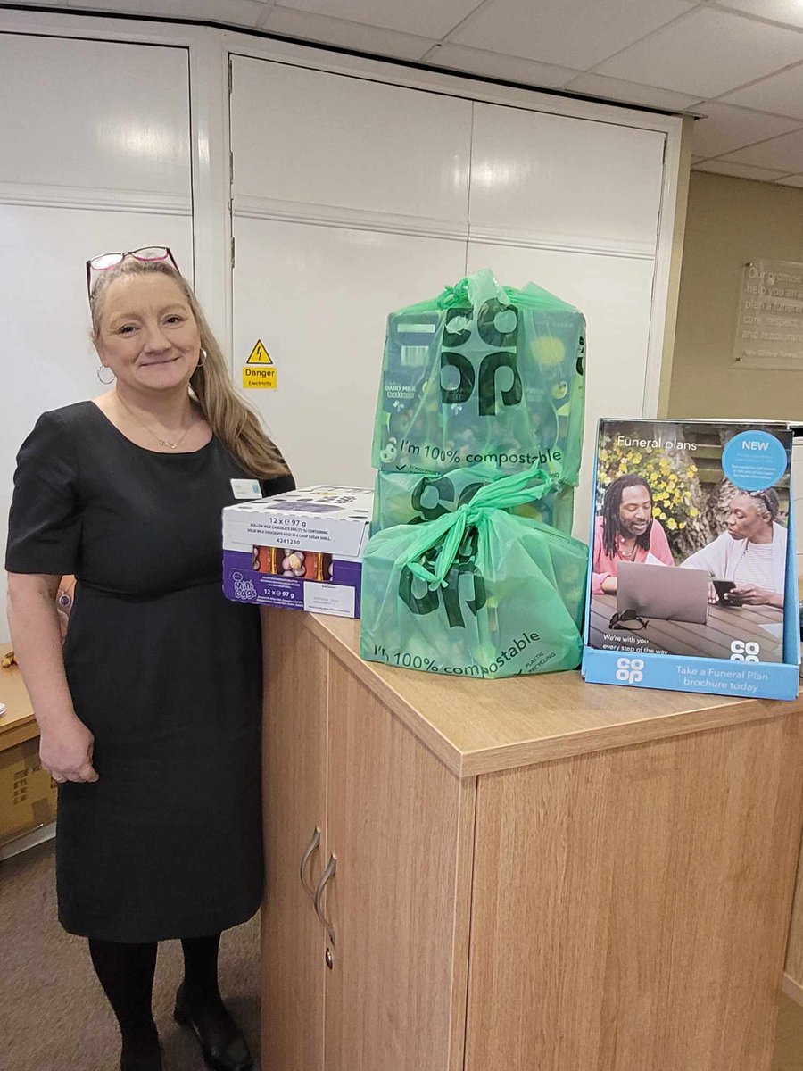 Donation of Easter Eggs dropped off at @CoopFuneralcare Rose Street, Aberdeen for @inchgarthcc Easter Egg Appeal. Huge thanks to @coopunionstreet for the donation. #itswhatwedo @MassonAsh @maria_dryburgh