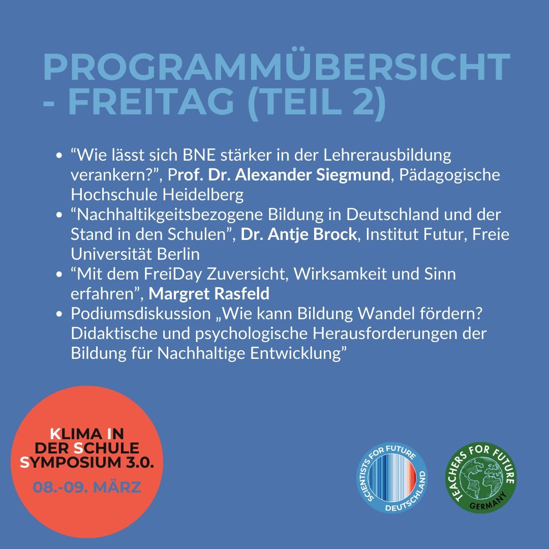 Der Freitag startet mit Einblicken in den aktuellen Stand der Forschung mit Beiträgen u.a. von 🗣️@Luisamneubauer,@UweSchneidewind, @prof_sterner, Michael Roos @ruhrunibochum, @LeaDohm @KlimaGesundheit & Dr. Antje Brock @iFutur 🔴Live-Stream youtube.com/watch?v=ILeRiO…