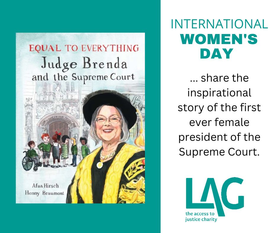 On #InternationalWomensDay, share the story of Lady Hale, the first ever female president of the <a href="/UKSupremeCourt/">UK Supreme Court</a>. Aimed at 6-10yos but for everyone who cares about #Equality.

SPECIAL #IWD DISCOUNT (add IWD25 at checkout)! lag.org.uk/shop/book-titl…
Every penny supports our work!