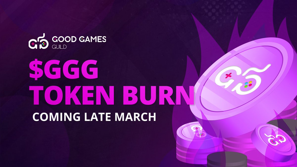 goodgamesguild's tweet photo. 🔥 Quarterly $GGG Token Burn is coming! 🔥

We are delighted to share a major development that will significantly impact the dynamics of our token, $GGG.

In our continuous efforts to enhance the value and sustainability of the Good Games Guild ecosystem, we are proud to introduce the $GGG Quarterly Token Burn initiative.

Commencing at the end of March, we will initiate the first quarterly $GGG token burn. The burn will be funded directly from the profits generated from our Initial DEX Offering (IDO) on @hightable_ofc.

This strategic move aims to optimize the utility of $GGG tokens by reducing the overall supply, fostering scarcity, and amplifying value for our dedicated community.

This forward-looking initiative aligns with our commitment to creating a resilient and thriving ecosystem for Good Games Guild users.

As we embark on this exciting journey, we believe the token burn will fortify the long-term prosperity of the $GGG token and solidify its position within the broader crypto landscape.

We invite our community to stay tuned for further updates and details regarding the token burn process. Your continued support and engagement are instrumental as we work towards building a sustainable and thriving ecosystem together.

$GGG #TokenBurn #GoodGamesGuild #Web3 #Web3Gaming #GameFi