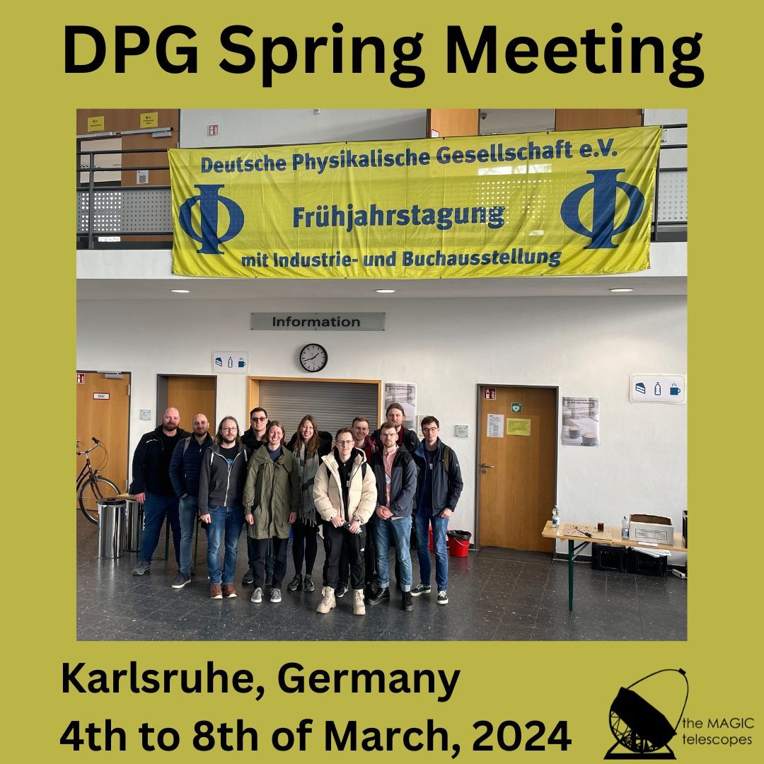 This week the spring meeting of the German Physical Society took place @KITKarlsruhe, Germany. MAGICians from @Uni_WUE, @TU_Dortmund and @maxplanckpress attended and reported on the current status of MAGIC’s hardware and scientific results. #DPGKA24 #MAGICinconference