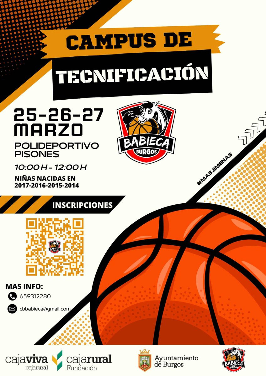 Lanzamos un año más nuestro Campus de Semana Santa para todas aquellas chicas nacidas entre los años 2014 y 2017.

Tendrá lugar en el Polideportivo Pisones los días 25, 26 y 27 de Marzo de 10:00 a 12:00, y como viene siendo costumbre, la inscripción es GRATUITA.