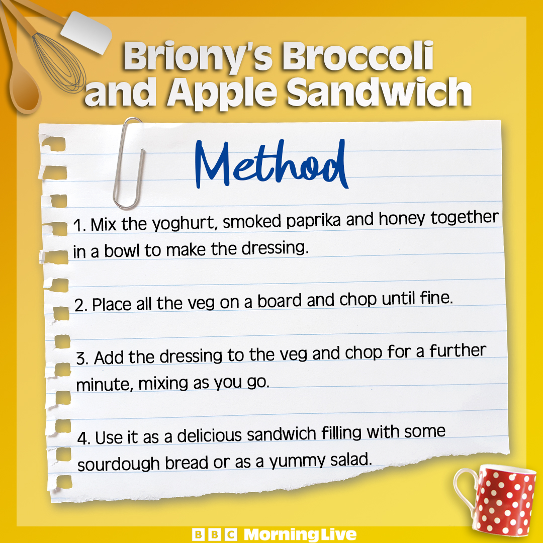 Here’s the recipe for @brionymaybakes' take on the viral broccoli and apple sandwich, which includes raw broccoli! To see how to make Briony’s roasted broccoli on a butter bean spread and super greens sauce from today’s show, visit the Morning Live website. #Superfood #Broccoli