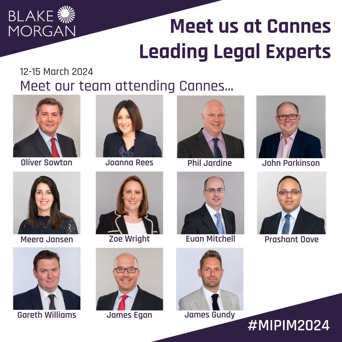 If you are attending #MIPIM2024, arrange to meet up with our legal experts who will be  promoting sustainable growth.

We have a team who will be in Cannes between 12-15 March, with some part of the conferences and events as part of the Central South UK and @CCRMipim.