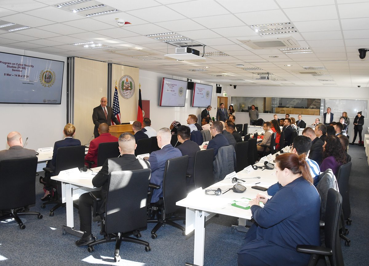 Marshall_Center's tweet image. #GCMC Dean Dr. Finel launched our Cyber Security Studies Program today with 42 experts from 30 nations. Discussing pressing issues in cyberspace! #GlobalCollaboration #SecureCyberspace 🌐🔒