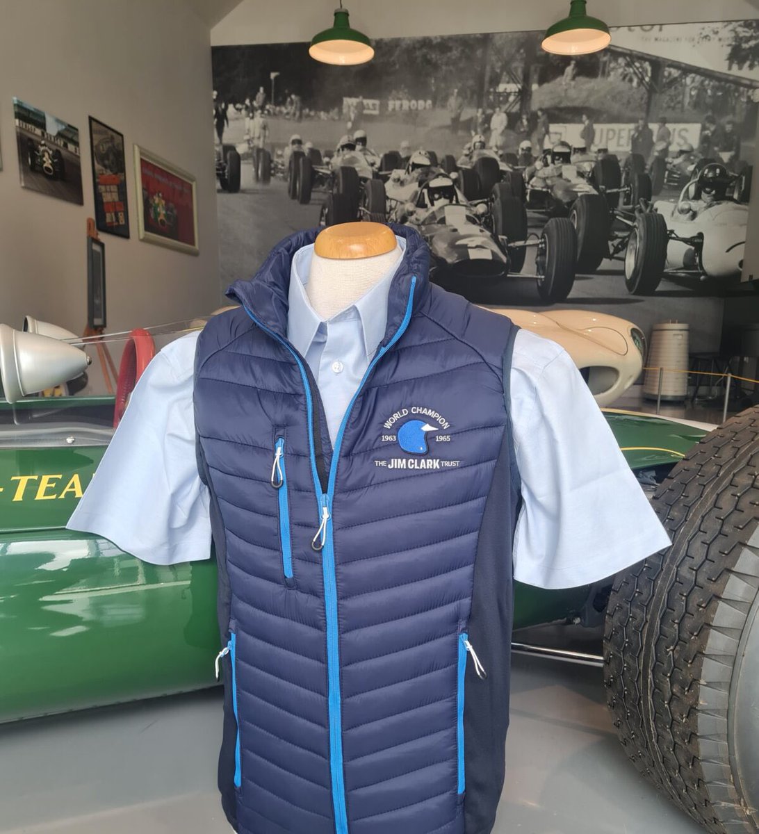 With Spring fast approaching The Jim Clark Trust Bodywarmer is the perfect buy. The Jim Clark Trust Bodywarmer features new Jim Clark Trust logo with World Champion 1963 and 1965 Navy blue representing Jim’s iconic racing helmet with light blue trim. jimclarktrust.com/product/jct-bo…