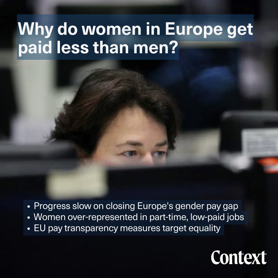 TRF's tweet photo. 💸 Women in Europe still get paid less than men. But what are governments doing about it?

From implementing targets on equal pay measures by 2030 to adopting a right to life-work balance directive, correspondent @bea_trid explored more. ⤵️
https://t.co/vQbUy2cVpQ https://t.co/yGYN6LulIE