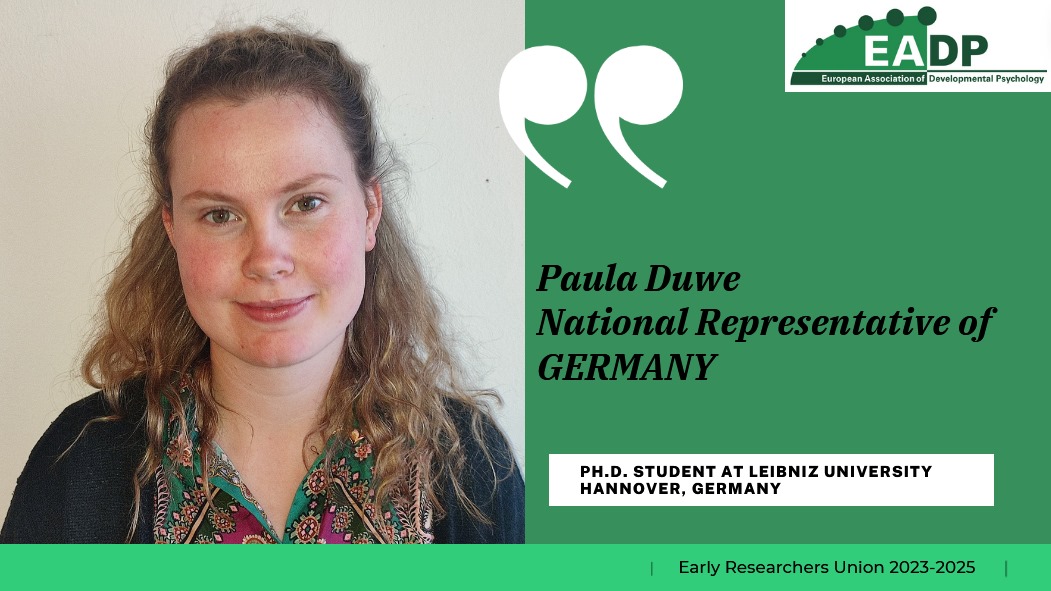 📢Welcoming the new NRs of the ERU Board @EADPtweets 

🧩 Paula Duwe - GERMANY

Her research focuses on (bi-)cultural identity integration processes and sociopsychological adaptation of ethnic minority adolescents in Germany.