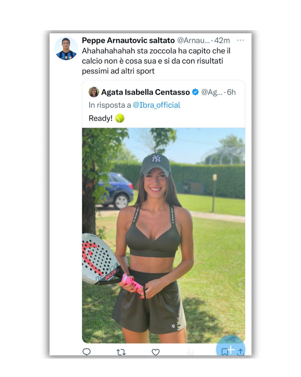 AgataCentasso's tweet image. “Sta zoccola" (“This slut”)

Caro @Arnautovicpe, il mio avvocato dice che dobbiamo sdebitarci in qualche modo per il tuo bel tweet. Sai, non sento di dargli torto.

Stay tuned! 

#InternationalWomensDay