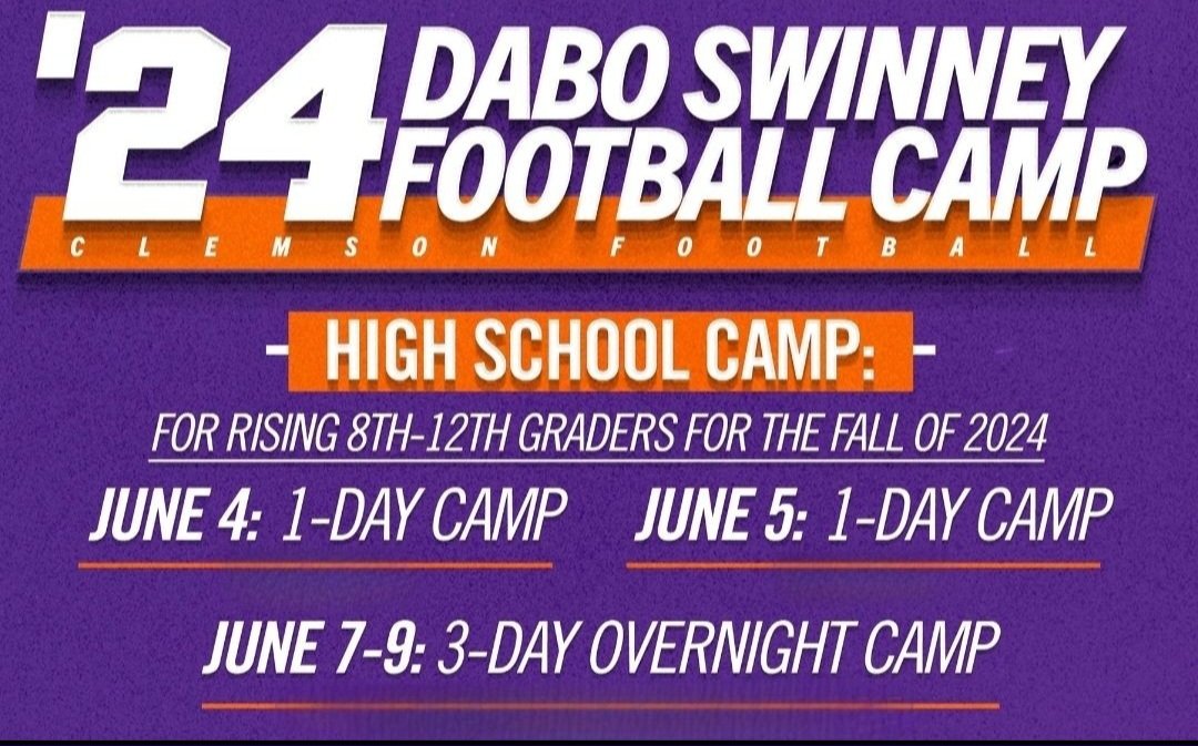 I am blessed to have received a camp invite from @ClemsonFB, huge shout out to @CoachZachFulmer. I will be there! @HallTechSports1 @thebamalegends @Anthony70275829 @CoachHefNCSA