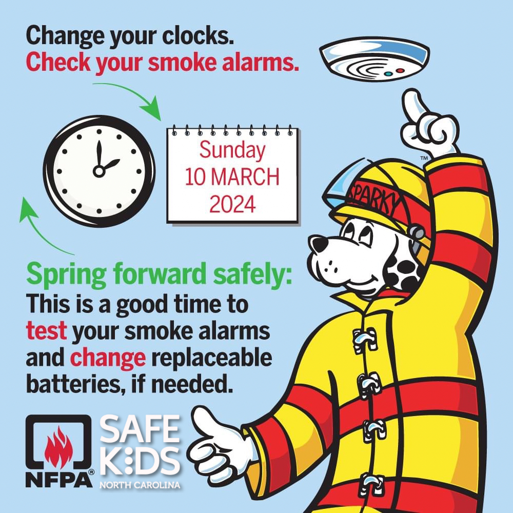 Daylight saving time starts this upcoming Sunday, March 10th. It's a good opportunity to check your smoke alarms and replace batteries if necessary.
