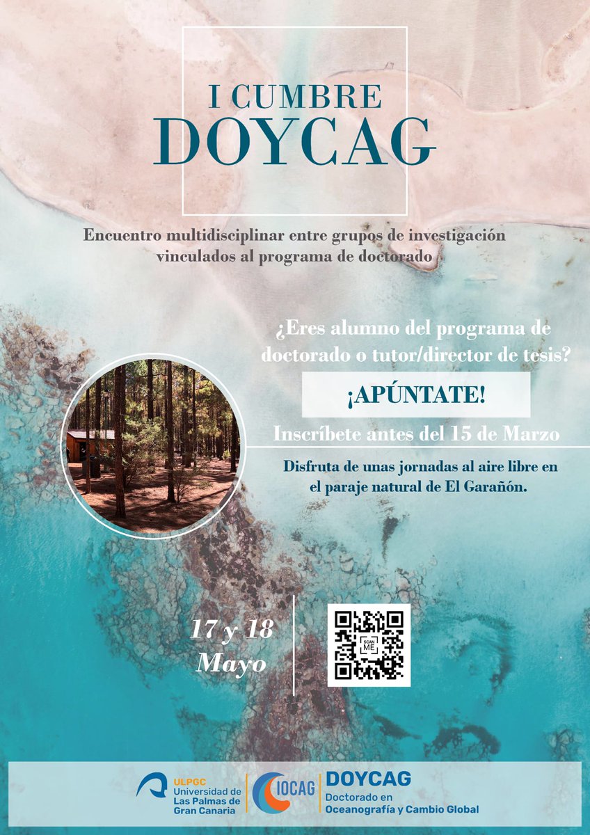 DOYCAG's tweet image. 📢Desde la dirección del programa de doctorado se han organizado las primeras jornadas de nuestro programa, llamadas "Cumbre DOYCAG" 🌄.
Para apuntarse solo tienen que rellenar este link: forms.gle/NkishKw37ctrgU… 
🗓️La fecha máxima de inscripción es el 15 de marzo.