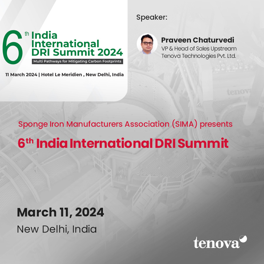 🌍Join us at the 6th India International DRI Summit organized by Sponge Iron Manufacturers Association! Focused on 'Multi Pathways for Mitigating Carbon Footprints', our colleague @praveenkc32 will showcase Tenova's iBLUE® technology. @BigMintCo_ More 👉 tenova.com/newsroom/upcom…