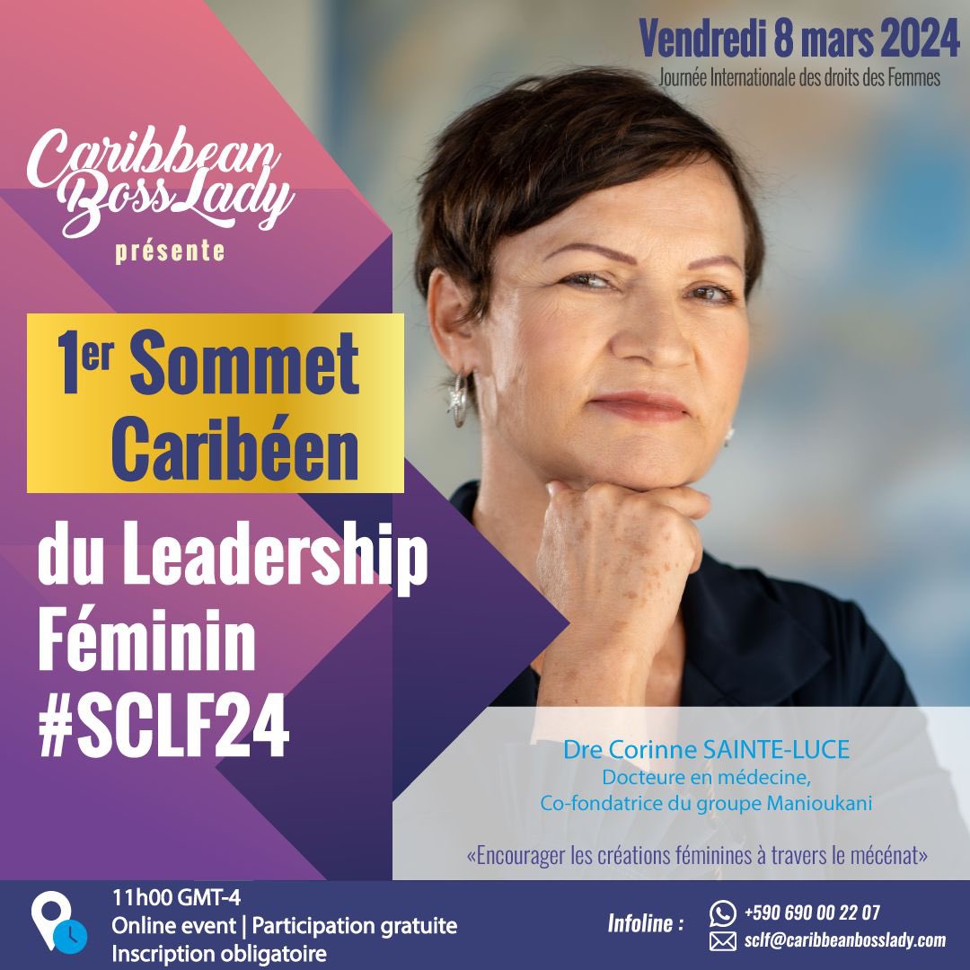 CaribBossLady's tweet photo. 2/2 #8Mars #SCFL24 La participation est gratuite et nous serons en direct aussi sur Facebook. https://t.co/cZSewCCWhg