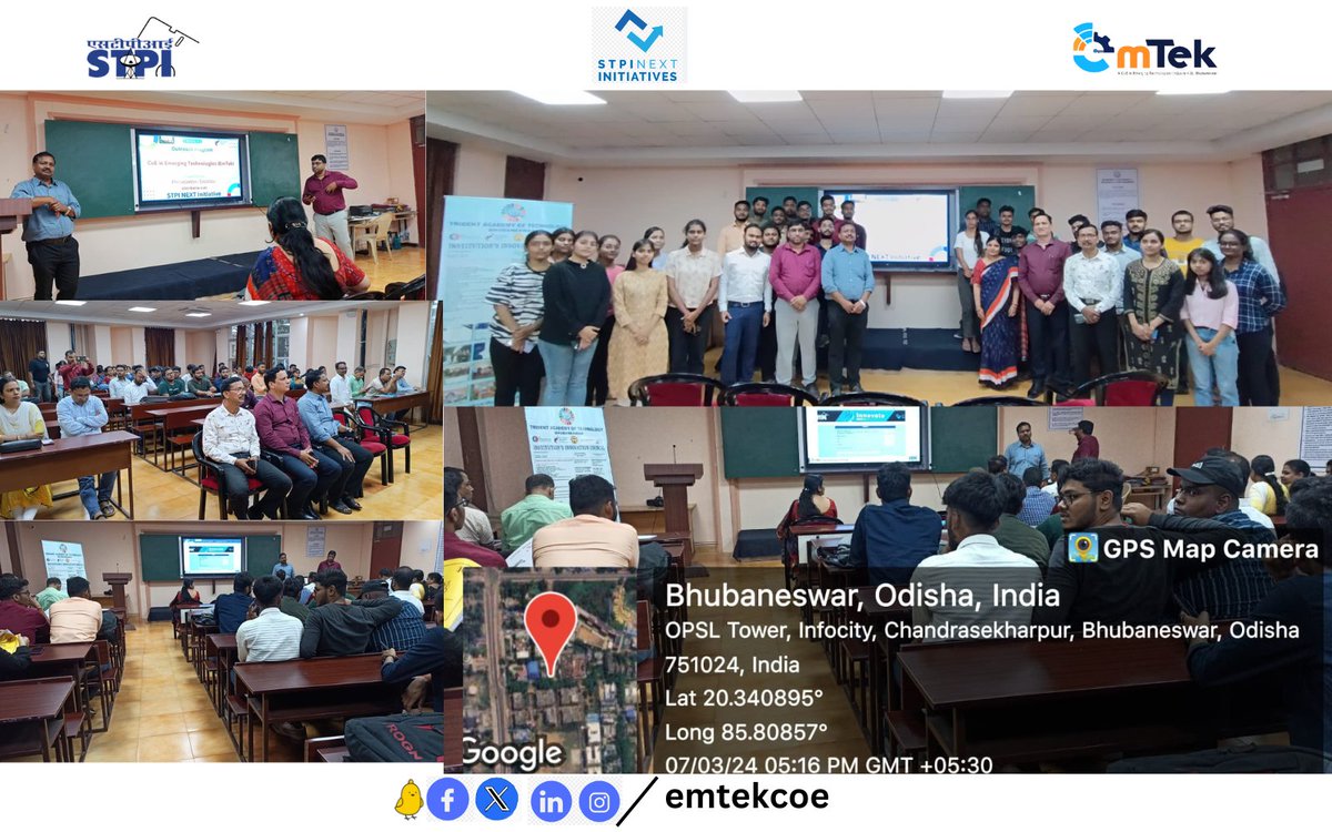 @emtekcoe conducted an outreach event for the #callforproposal2 and @industry4.0 at Trident Academy of Technology, Bhubaneswar. Detailed information & benefits on #STPIINDIA , #STPINEXT were shared & #Startups #students were encouraged to participate. @arvindtw #EmergingTech