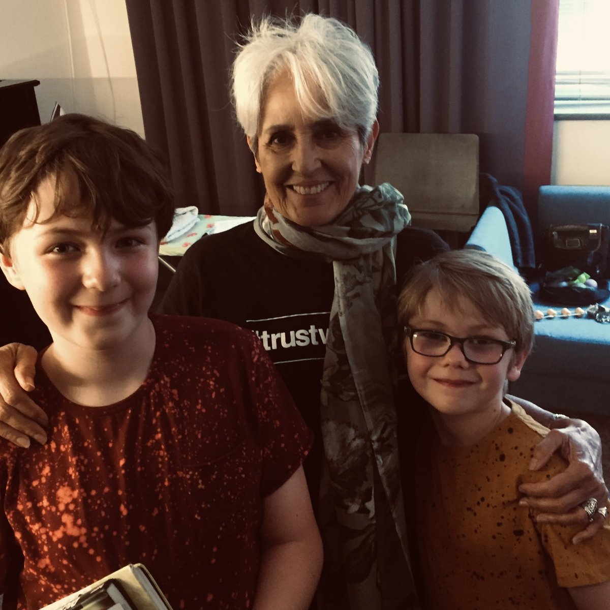 International Women’s Day. With gratitude and love to the incredible, strong, inspirational women who came before. Here’s Joan Baez with my kids a good few years ago. #InternationalWomensDay
