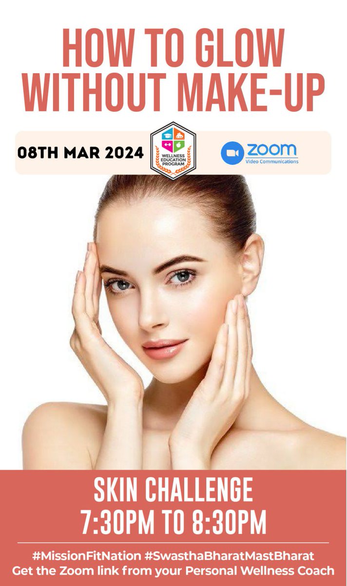HealthCoachMKBK's tweet photo. Topic: SKIN CHALLENGE - MARCH 2024
Time: Mar 8, 2024 07:30 PM

Join Zoom Meeting
https://t.co/tmBxQXfpPr

Meeting ID: 827 2274 2956
Passcode: SMILE https://t.co/YiwKgjCrGd