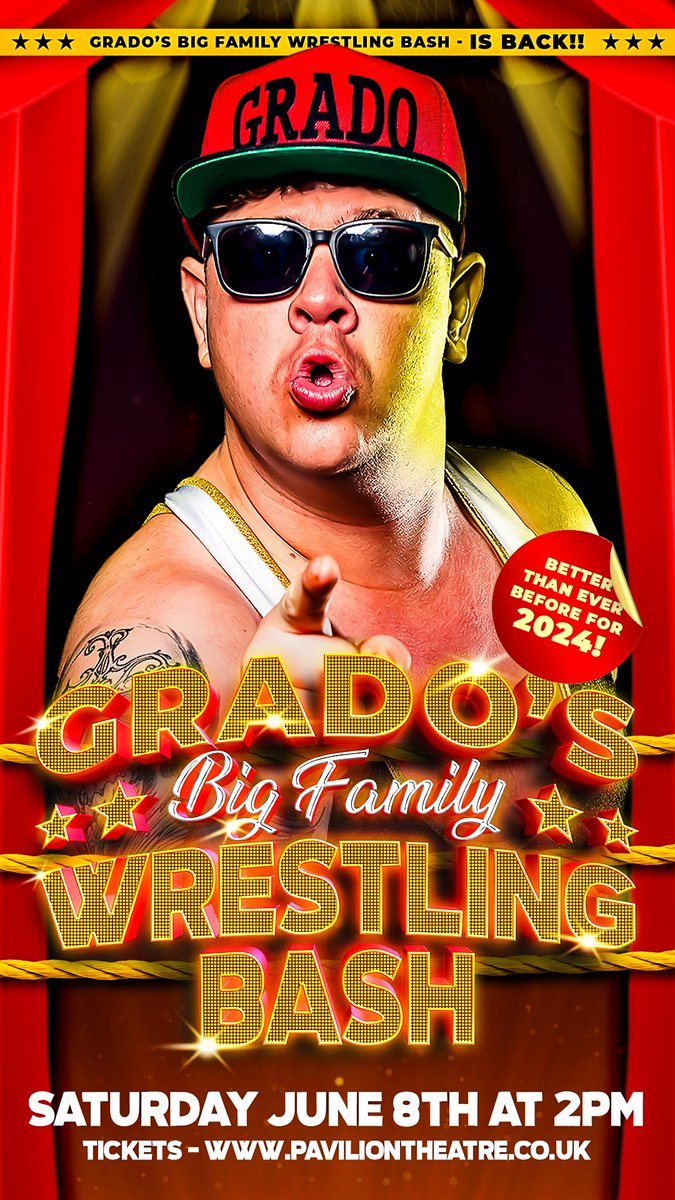 Grado’s Big Family Wrestling Bash! Saturday 8th June 2024 at @GlasgowPavilion Tickets on sale now!! 👊🏻 paviliontheatre.co.uk