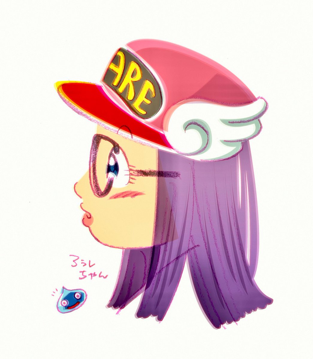 hat 1girl blue eyes purple hair simple background white background red headwear  illustration images