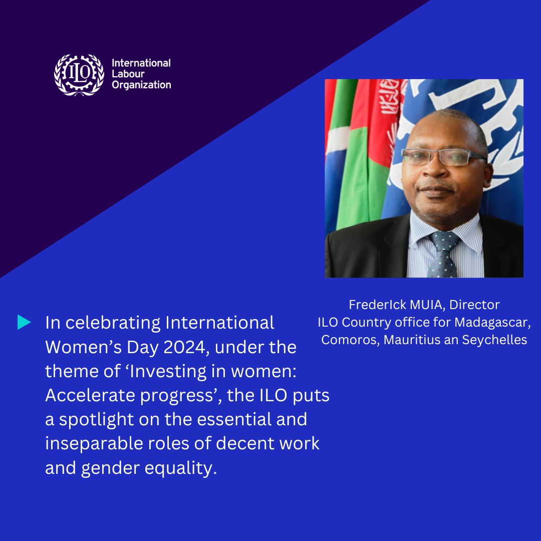 #InvestInWomen In celebrating International Women's Day 2024, The @ilo puts a spotlight on the essential and inseparable roles of decent work and gender equality. @ILOAfrica