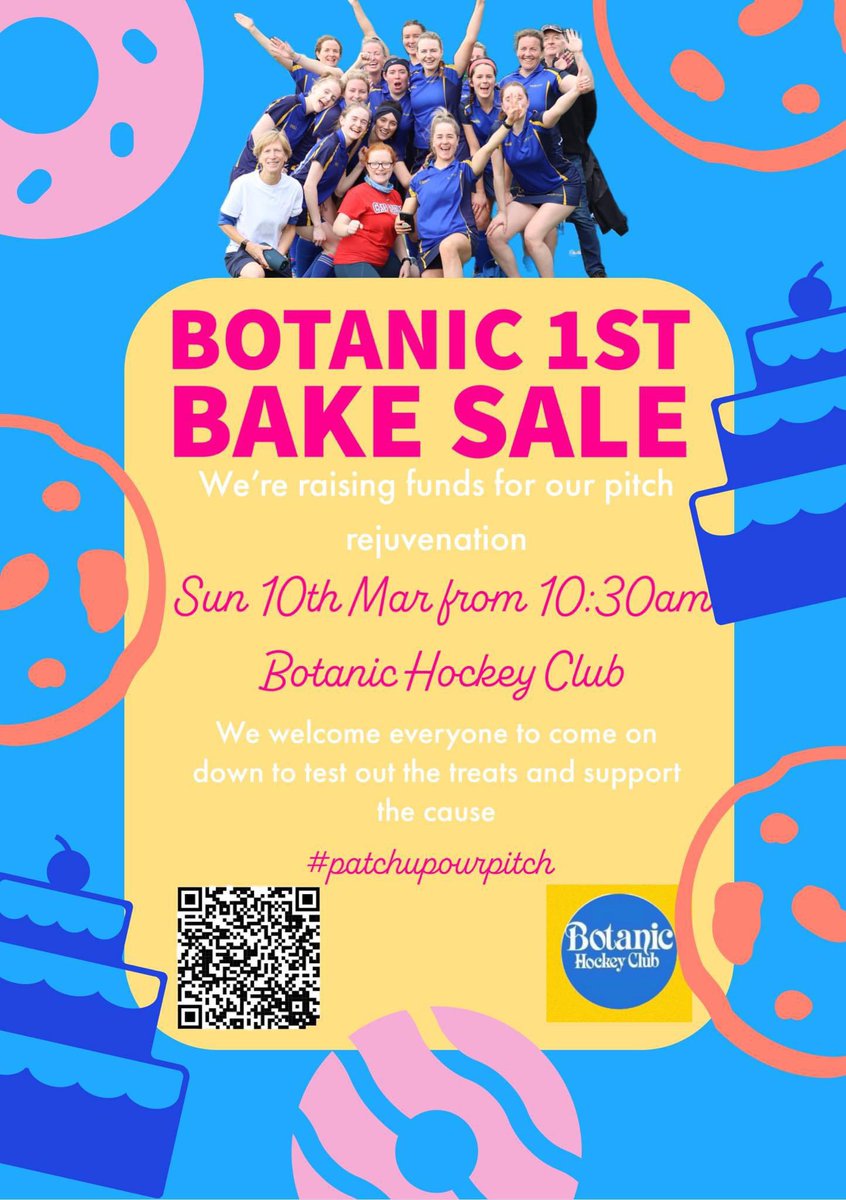 As well as a junior hockey blitz and Hockey ID training on this Sunday, we’ll also have our 1sts team doing a cake sale to raise some funds for our pitch. A great chance to pick up a cake for your Mammy on #MothersDay #PatchUpOurPitch